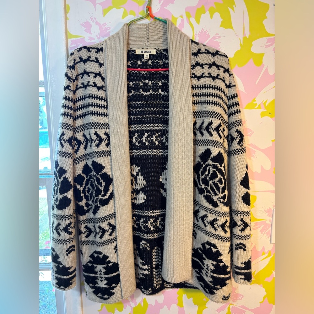 BB Dakota Black and White Knit Cardigan